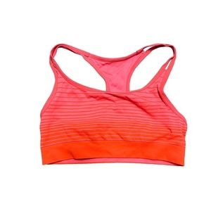 Pink Striped Sports Bra